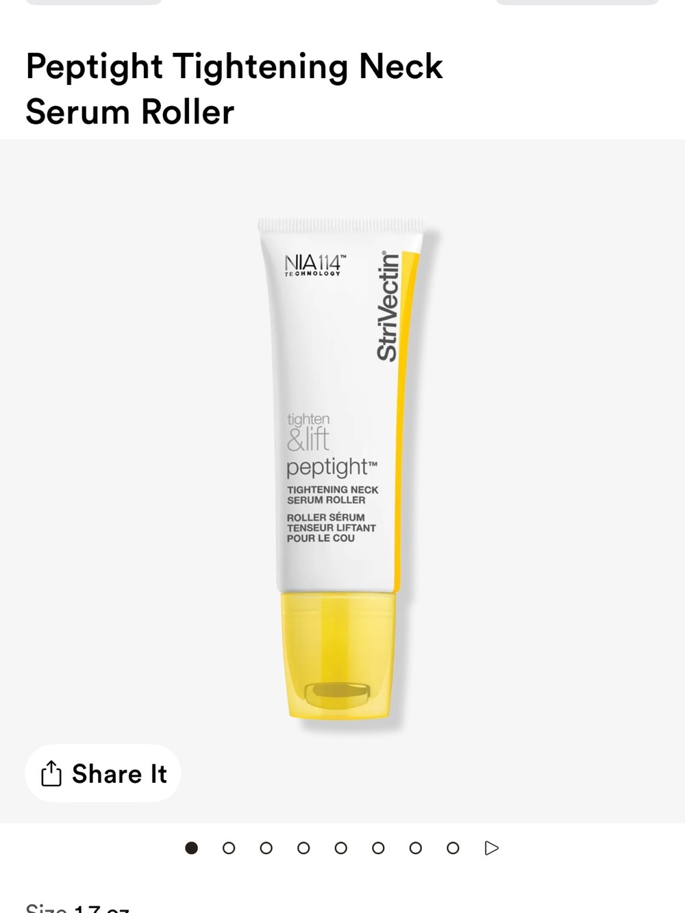 NIB Strivectin Peptight Tightening Neck Serum Roller